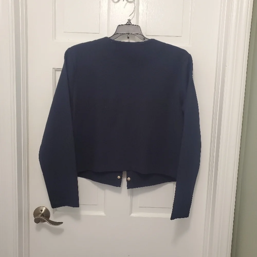 H&M Navy Blue Knit Snap Close Crop Style Jacket/Cardigan Size XL - Picture 9 of 11
